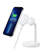 ESR HaloLock Shift Wireless Charger, Compatible with MagSafe Charger Stand, 2 Charging Modes, Detachable Fast Charging Pad, for Caseless iPhone 13/12 Series Phones and Magnetic Cases, White