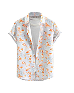 Men's Novelty Hawaiian Shirt Button Down Casual Short Sleeve Shirts Summer Tropical Floral Aloha Shirts White