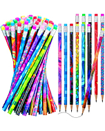 Wooden Pencil with Eraser Assortment Colorful Pencils for Kids Writing Fun Assorted Pencils Novelty Kids Pencils Fun School Supplies for Classroom, Student Reward, Stationery Party Favors(50 Pieces)