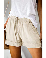 FEKOAFE Women Comfy Drawstring Summer Casual Elastic Waist Cotton Shorts with Pockets