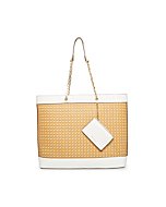 Anne Klein Triple Compartment Chain Tote with Card CASE, White