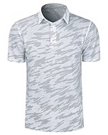 LE VONFORT Dry Fit Printed Golf Polo Shirts for Men Short Sleeve Moisture Wicking Breathable T Shirts with Collar Camo White Large