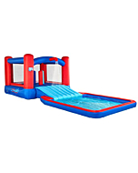 Sunny & Fun Slide N’ Splash Bounce House Inflatable Water Slide Park – Heavy-Duty for Outdoor Fun, Wide Slide & Splash Pool – Easy to Set Up & Inflate with Included Air Pump & Carrying Case