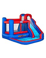 Sunny & Fun Compact Bounce-A-Round Inflatable Water Slide Park – Heavy-Duty for Outdoor Fun - Climbing Wall, Slide & Splash Pool – Easy to Set Up & Inflate with Included Air Pump & Carrying Case