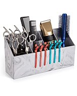 Noverlife Salon Shear Holder, Large Marble Pattern Hair Stylist Shears Rack Neat Desk Organizer, Professional Barber Scissor Holder Pet Grooming Storage Box Container Case for Clippers Combs Clips