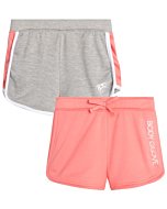 Body Glove Girls? Active Shorts - 2 Pack Cozy Fleece Athletic Gym Dolphin Shorts (Size: 7-12), Size 12, Coral/Grey