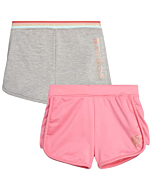 Body Glove Girls? Active Shorts - 2 Pack Cozy Fleece Athletic Gym Dolphin Shorts (Size: 7-12), Size 7, Grey/Pink