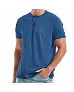 KLIEGOU Men's T-Shirts - Elasticity Cotton Crew Neck Tees 2166 Dark Blue L