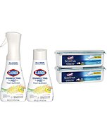 Clorox Cleaning Bundle Disinfecting Mist Lemon and Orange Blossom Scent (1 Spray Bottle & 1 Refill, 16 Fl Oz Each) Scentiva Wet Mopping Cloths, Pacific Breeze Coconut Scent-2-Pack, 24ct Each