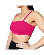 Aoxjox Women's Workout Bandeau Sports Bras Taining Fitness Running Yoga Crop Tank Top (Rose Red, X-Small)