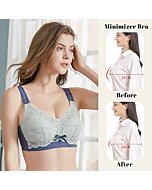 MeooLiisy 18 Hour Bras for Women No Wire Latex Lined Cup Unpadded Minimizer Bra Full Coverage Sliver