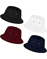 Poroka 4 Pack Kids Bucket Hat Kids Solid Color Sun Hat Cotton Unisex Beach Fisherman Cap for Boys Girls