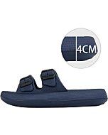 Men Cloud Sandals Wide Slides Thick Sole EVA Puffy Soft Adjustable Double Buckle Slippers Blue Men Size 14 15 Plus Size