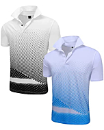 IGEEKWELL 2 Packs Polo Shirts for Men Short Sleeve Golf Tennis T-Shirt Moisture Wicking Printed Shirts