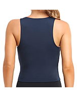 Colorfulkoala Women's Summer Tank Tops Body Contour Sleeveless Crop Double Lined Yoga Shirts (XL, Midnight Blue)