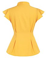 Belle Poque Ladies Casual Work Solid Blouse Shirts Tops Bow Tie Neck Ruffle Sleeveless Casual Work Solid Blouse Shirts Tops,Yellow