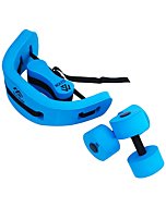 Elevon Complete Swim Training Set Including Water Dumbbell Weights, Floating Belt and Pull Buoy Leg Float, Blue