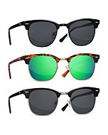 AOMASTE Sunglasses Men/Women Polarized Sunglasses for Mens Womens Retro Mirror Lens for Driving Fishing UV400 Protection (Black Black + Black Silver + Leo Green)