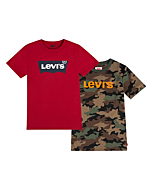 Levi's Boys' 2-Pack Graphic T-Shirt, Red/Camo, S