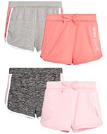 Body Glove Girls’ Active Shorts - 4 Pack Cozy Fleece Athletic Gym Dolphin Shorts (Size: 7-12), Size 10, Pink/Charcoal/Coral/Grey