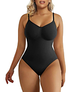 SHAPERX Women's Shapewear Bodysuit Tummy Control Body Shaper Seamless Sculpting Snatched Waist Body Suit,SZ5215-Black-XXS/XS