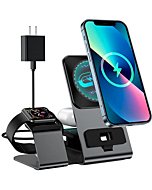 3-in-1 Magsafe Charger Wireless Charging Station, Aluminum Alloy Fast Magnetic Mag-Safe Charger Stand, for Apple Watch, AirPods Pro/3/2, iPhone 13/12/11/Pro/XS/XR/8 （with PD 20W Adapter）