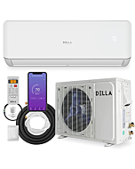 DELLA 12,000 BTU Wifi Enabled Mini Split Air Conditioner & Heater Ductless Inverter System, 17 SEER 208-230V Energy Efficient Unit with 1 Ton Heat Pump, Cools Up to 550 Sq. Ft. (FZ Series)