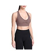 Aoxjox Twist Sports Bras for Women Workout Fitness Training Elegance V Neck Racerback Yoga Crop Tank Top (Coffee, Medium)