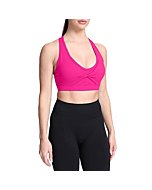 Aoxjox Twist Sports Bras for Women Workout Fitness Training Elegance V Neck Racerback Yoga Crop Tank Top (Rose Red, Medium)