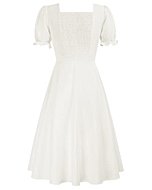 Belle Poque 1950s Vintage Dresses for Women Sleeveless White Flowy Dress with Sleeves, XL