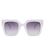 COASION Vintage Oversized Square Sunglasses for Women, Trendy Retro Women's Big Sun Glasses Sunnies Flat Lens (Beige/Gradient Grey)