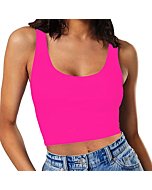 SanxiawaBa Womens Tank Tops Sleeveless Strappy Sexy Halter Workout Gym Camis Going Out Tops Hot Pink Large