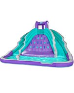 SUNNY & FUN Ultra Climber Inflatable Water Slide Park – Heavy-Duty for Outdoor Fun - Climbing Wall, Two Slides & Splash Pool – Easy to Set Up & Inflate with Included Air Pump & Carrying Case