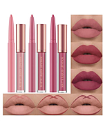 6Pcs Bestland Matte Liquid Lipstick and Lip Liner Set, Non-Stick Cup Not Fade Waterproof Nude lipstick Makeup Kits Velvety Nude Lipliner Lip Gloss Make Up Gift Set (Set A)