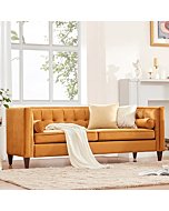 Dreamsir 78'' W Velvet Sofa, Mid-Century Love Seats Sofa Furniture with Bolster Pillows, Button Tufted Couch for Living Room, Tool-Free Assembly