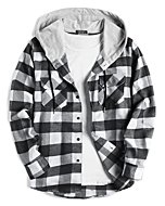 COOFANDY Men's Fashion Hoodies & Sweatshirts Button Up Checkered Shirt Lightweight Jackets