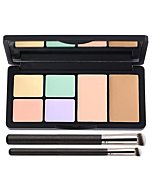 Concealer Contour Palette, 6 In 1 Color Correcting Concealer Contour Makeup Palette, Contouring Foundation Highlighting Makeup Kit for Dark Circles, Blemish With 2 Packs Brush (1#)