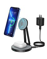 Magnetic Wireless Charger Stand, 2 in 1 Wireless Charging Station Compatible with Mag-Safe Charger for iPhone 13 Pro Max/13 Pro/13 Mini/13/12 Pro Max/Pro/Mini/12 AirPods Pro/3/2 【with 20W PD Adapter】