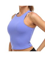 Colorfulkoala Women's Summer Tank Tops Body Contour Sleeveless Crop Double Lined Yoga Shirts (XS, Lavender Blue)