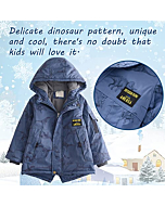 Xifamniy Kids Down Jacktet Dinosaur Winter Coat Thick Outwear for Baby Boy Children Hooded Cool 4-12Y