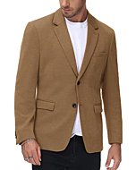 Men's 2 Button Blazer Jacket Lightweight Casual Lapel Collar Knit Sport Coat Dark Yellow