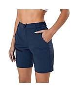 Yundobop Women's Hiking Cargo Shorts Quick Dry Active Golf Shorts Summer Travel Shorts with Zipper Pockets Water Resistant Navy M