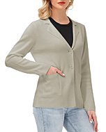 Womens Casual Blazers Lightweight Lapel Collar Sweater for Work (XL, Beige)