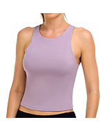 Colorfulkoala Women's Summer Tank Tops Body Contour Sleeveless Crop Double Lined Yoga Shirts(XS, Mauve Shadows)