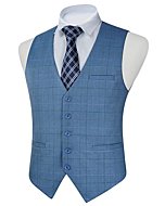 FAIMO Blue Suit Vest for Men Formal, Mens Vest Dress, Plaid Waistcoat for men, Tuxedo Vest for Party Wedding Business(XS-4XL)