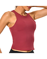 Colorfulkoala Women's Summer Tank Tops Body Contour Sleeveless Crop Double Lined Yoga Shirts(XS, Rose Red)