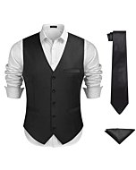 COOFANDY Men's Vest Suit 3 Piece Waistcoat for Wedding Party Prom Tuxedo Vest