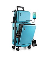 TravelArim 22 Inch Carry On Luggage 22x14x9 Airline Approved, Carry On Suitcase with Wheels, Hard-shell Carry-on Luggage, Durable Luggage Carry On, Teal Small Suitcase with Cosmetic Carry On Bag