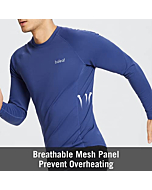 BALEAF Mens Long Sleeve Compression Shirts Running Athletic Workout Under Shirt Warm Gear Blue M