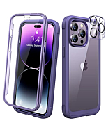 Diaclara Designed for iPhone 14 Pro Max Case 6.7’’, Full Body Rugged Case w/Built-in Touch Sensitive Anti-Scratch Screen Protector+2 Pack Camera Lens Protector, Bumper Case (Royal Purple)